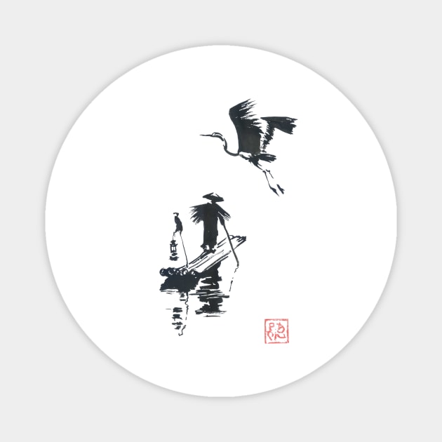 fisherman stork Magnet by pechane